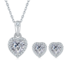 Light luxury heart-shaped S925 silver plated platinum Moissanite diamond pendant earring set 3